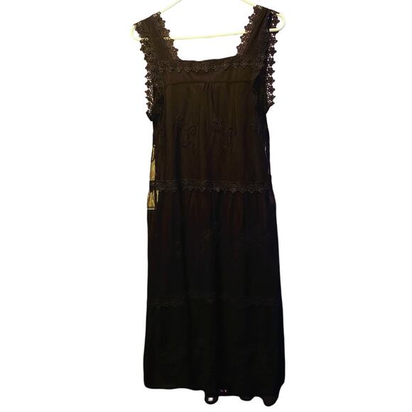 rancho Estancia black floral lace dark fairy whimsy goth dress size m - Picture 2 of 7